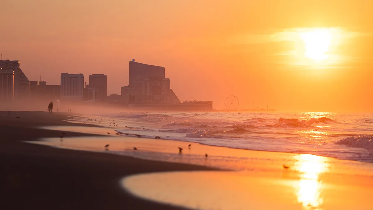 USA Atlantic City Strand in Morgensonne Foto Tour AC USA Atlantic City Strand in Morgensonne Foto Tour AC
