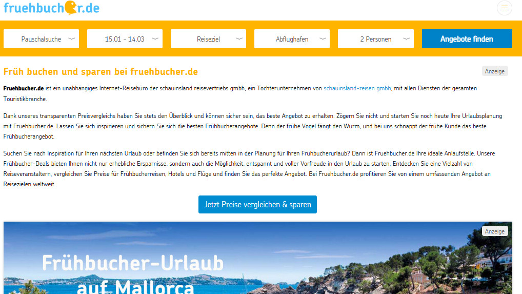 Frühbucher.de Reiseportal von Schauinsland Reisevertriebs GmbH