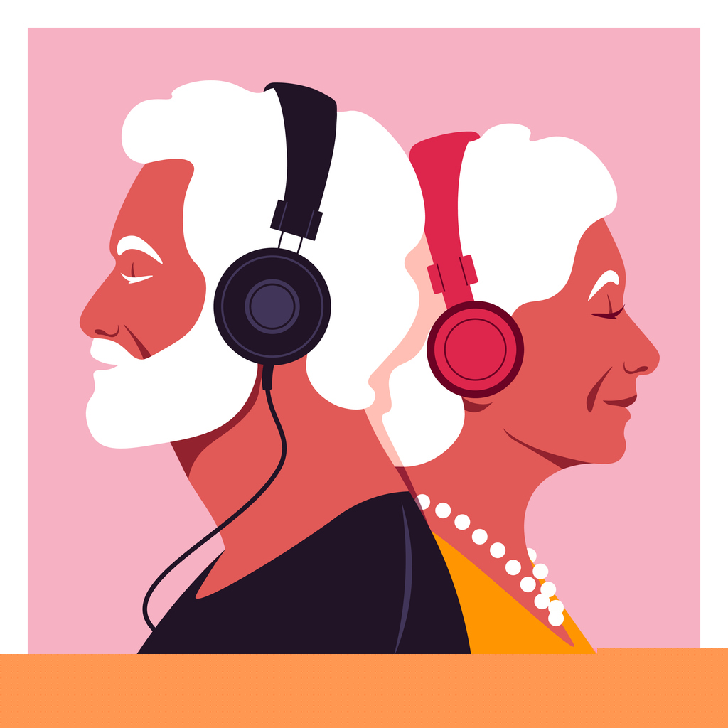 Musik, Kopfhörer, Senioren