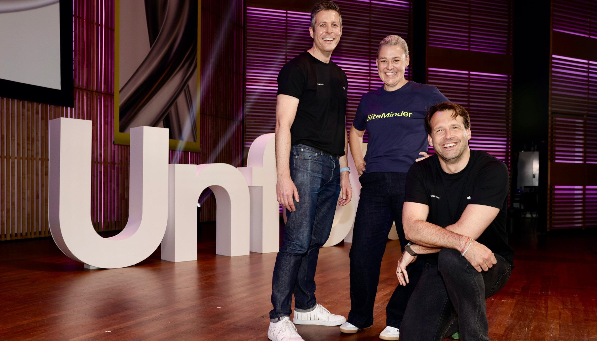 Matt Welle, CEO, Mews / Leah Rankin, CPO, SiteMinder / Richard Valtr, Founder, Mews von links nach rechts