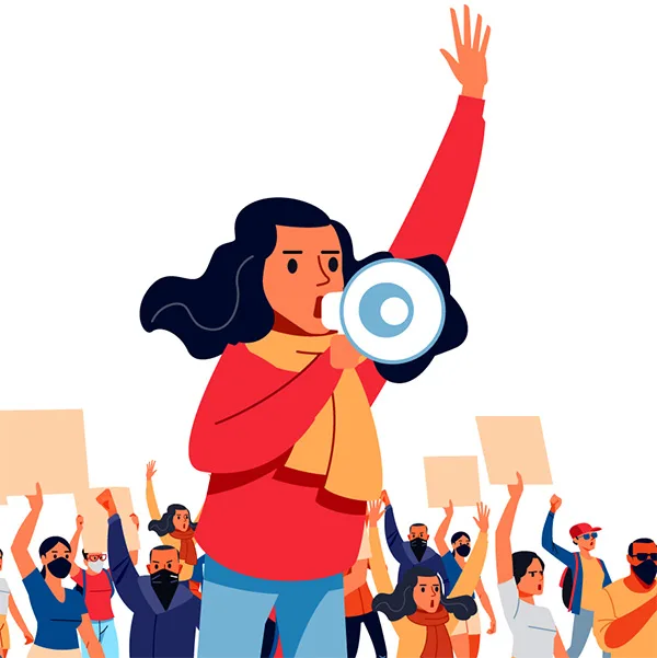 Frau Megafone Demonstration Illustration iStock Bakhauaddin-bek Sopybekov.jpg