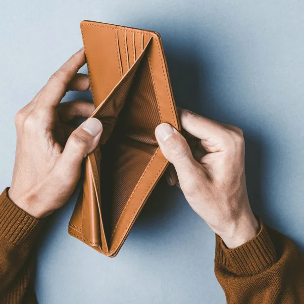 leeres Portemonnaie pleite insolvent kein GEld