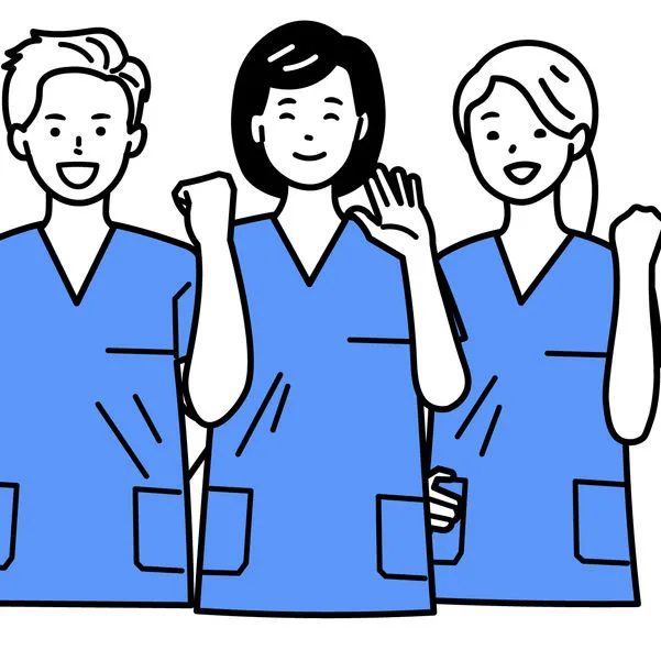 Pflegekräfte illustration stark zufrieden