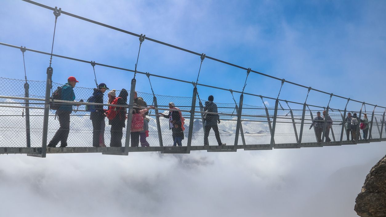 Schweiz Titlis Hängebrücke Titlis Walk Urner Alpen Engelberg