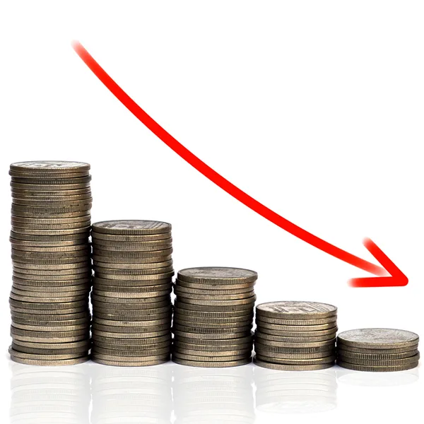 Verlust Gewinnrückgang Pfeil und Münzstapel iStock tusumaru.jpg