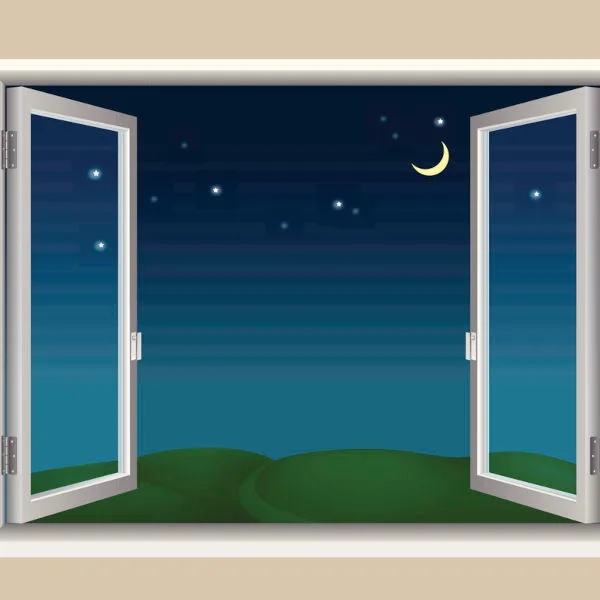 Nacht Fenster geöffnet offen